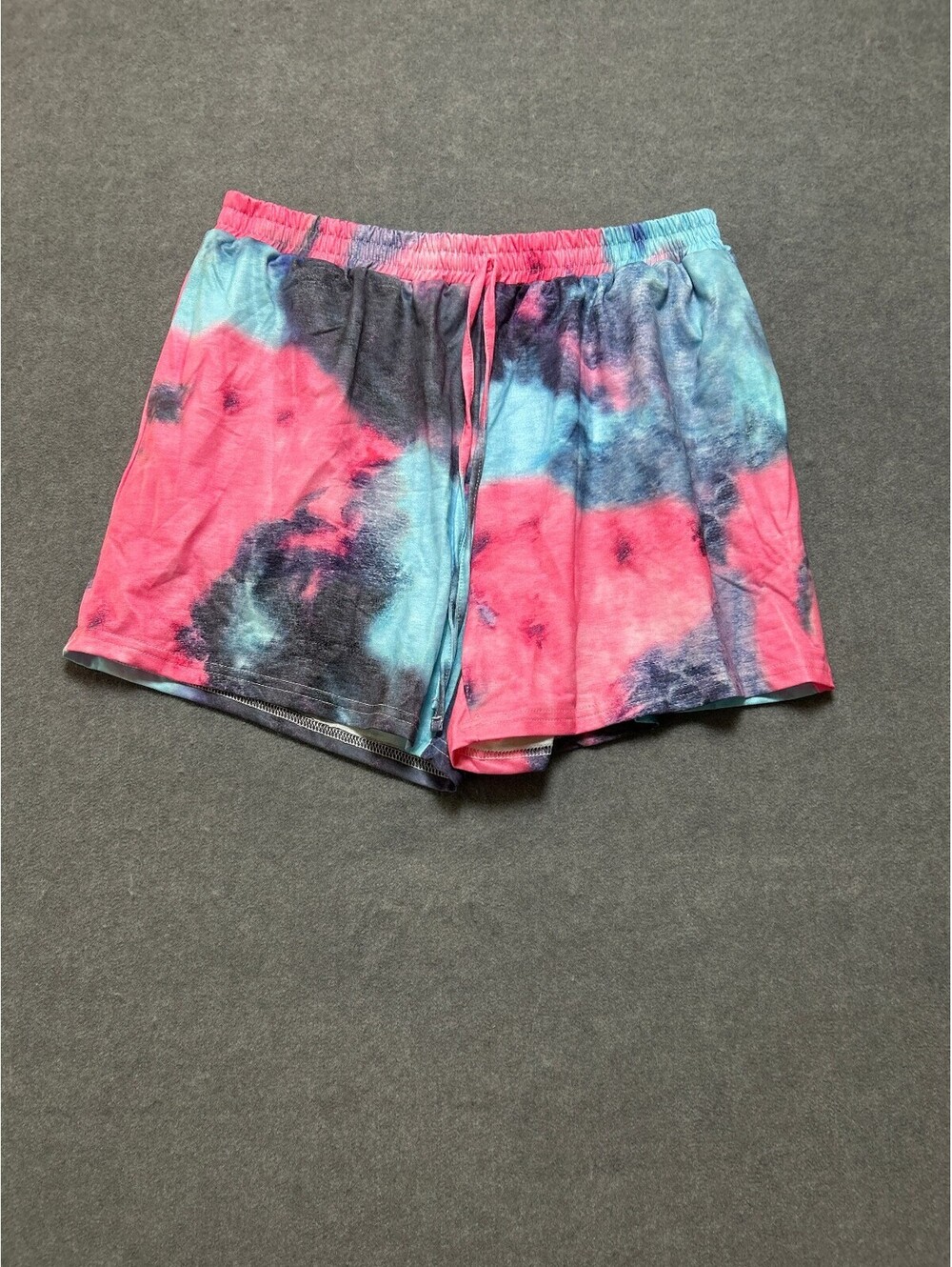Women’s Tie Dye Lounge Shorts Size 1X Pink Blue Sleep Pajama Stretch Pull On